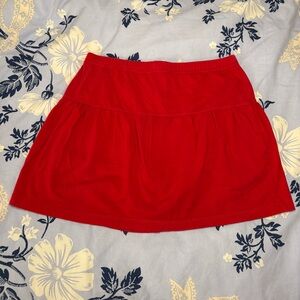 Red Tiered Mini Skirt with Built-In Shorts